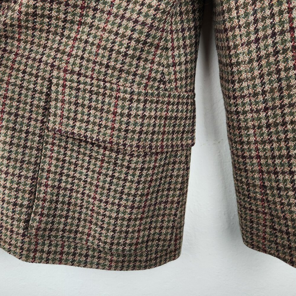 Vintage 90s Ralph Ralph Lauren Brown Houndstooth Wool Jacket Blazer sz 10 - Picture 7 of 12